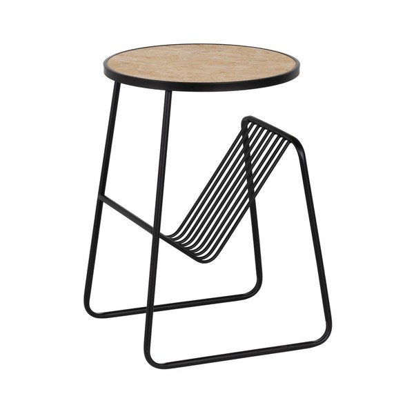 Tavolino rotondo in metallo con portariviste 46x48 cm - Ixia