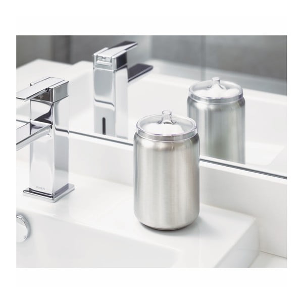Organizzatore di cotton fioc da bagno in acciaio inox in argento Austin - iDesign-image-2