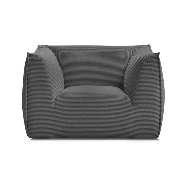 Poltrona grigio scuro con rivestimento in velluto a coste Giorgia – Bobochic Paris-image-3