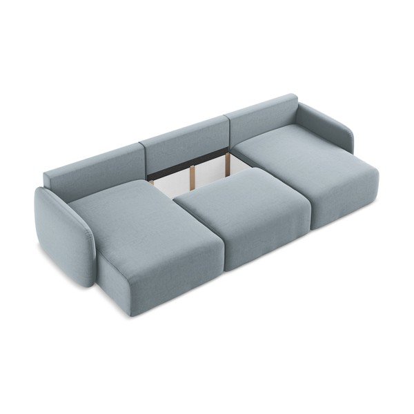 Divano angolare blu allungabile/con contenitore (a U) con rivestimento in velluto Kalena – Makamii-image-4