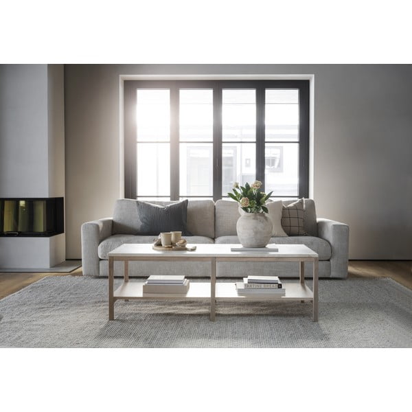 Tavolino marrone e beige con piano in pietra 140x60 cm Orwel - Rowico-image-1