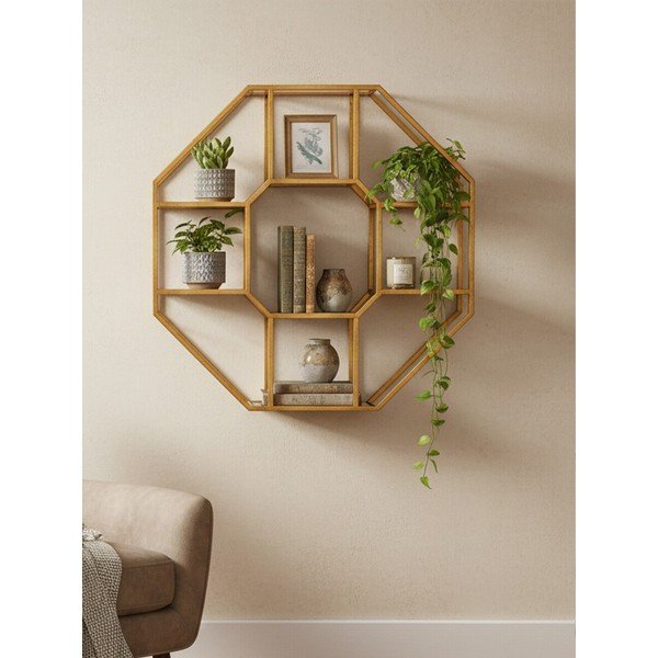 Mensola di colore naturale in metallo con ripiani multipli 92 cm Zariah – Premier Housewares-image-1