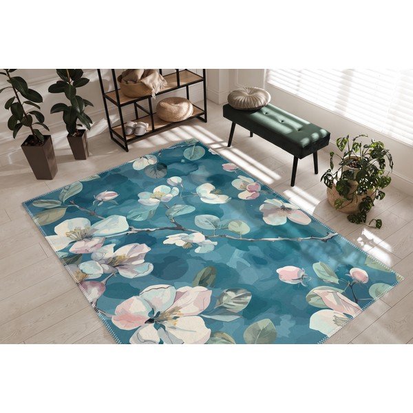 Passatoia blu lavabile 80x200 cm Bloom – Vitaus-image-2