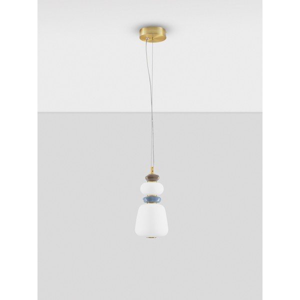 Lampadario LED bianco/dorato in metallo con paralume in porcellana/con paralume in vetro con intensità regolabile ø 17 cm Palo – Nova Luce-image-3
