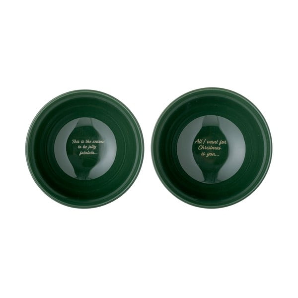 Ciotole in gres bianco/verde con motivo natalizio in set da 2 500 ml Grazia - Bloomingville-image-2