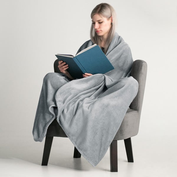 Coperta in microfibra grigio chiaro, 160 x 210 cm Mic - DecoKing-image-1