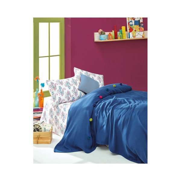 Set bavlněného lehkého přehozu na dvoulůžko s prostěradlem Kefe, 200 x 230 cm