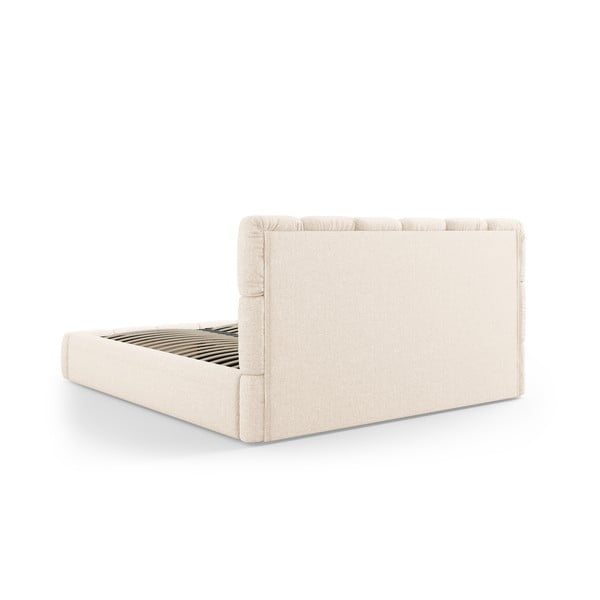 Letto beige imbottito con spazio contenitivo 140x200 cm Bellis – Micadoni Home-image-4
