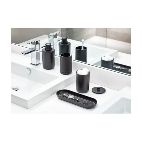 Set di accessori da bagno in plastica nera Cade - iDesign-image-3