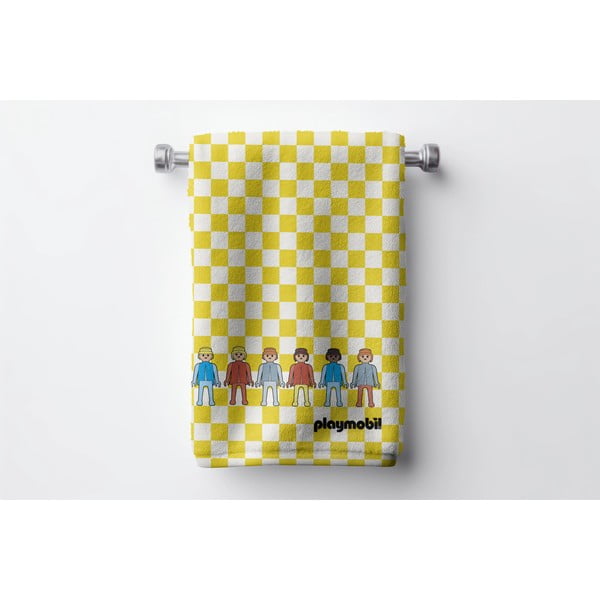 Asciugamano giallo in cotone da bambini 75x140 cm Checkerboard - Playmobil