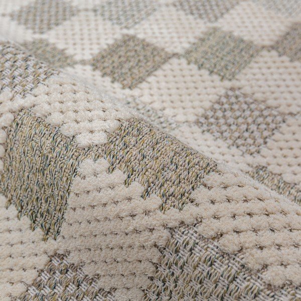 Passatoia verde in misto cotone lavabile 80x230 cm Muted Checkerboard – Flair Rugs-image-4
