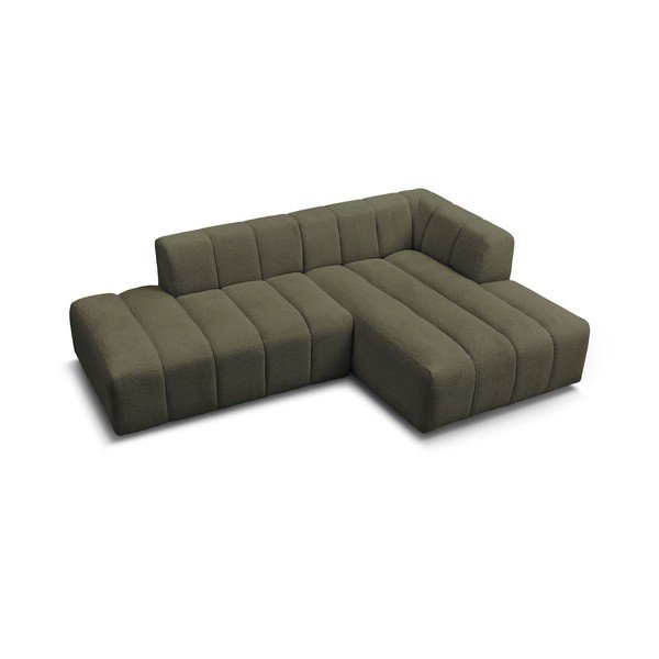 Divano angolare verde (penisola a destra/chaise lounge) con rivestimento in bouclé Annecy – Bobochic Paris-image-4