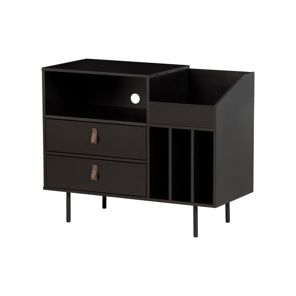 Mobile per dischi in legno di pino nero 90x73 cm Jackson - WOOOD-image-1