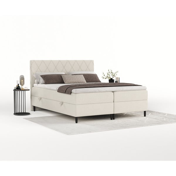 Letto boxspring beige con contenitore 160x200 cm Gwen - Maison de Rêve-image-1