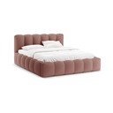 Letto matrimoniale imbottito rosa con contenitore con rete inclusa 160x200 cm Lupine – Micadoni 