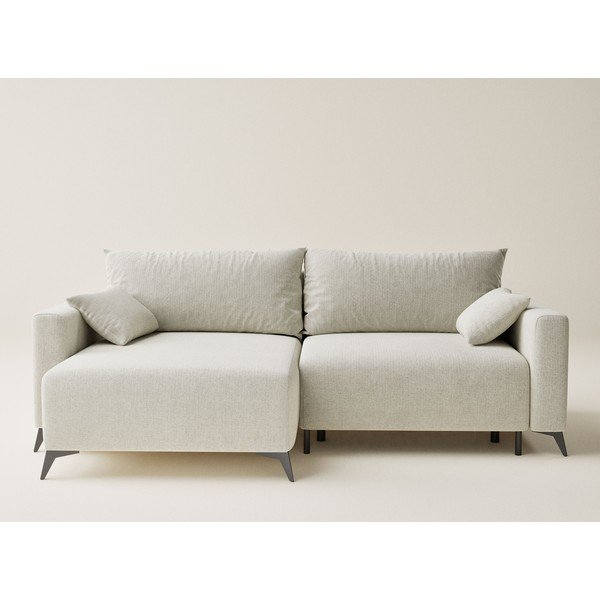 Divano angolare color crema allungabile/con contenitore (con penisola a sinistra/con chaise lounge) con rivestimento in ciniglia Leon – Maison de Rêve-image-2