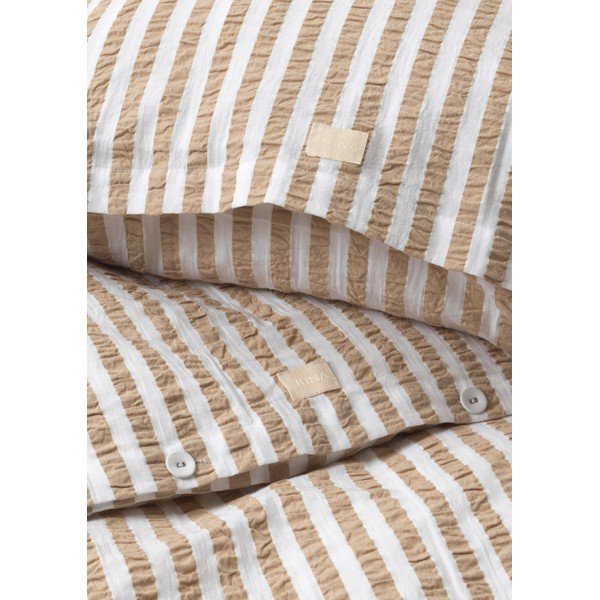 Biancheria da letto in crêpe bianca e beige per letto singolo 140x200 cm Bæk&Bølge - JUNA-image-2
