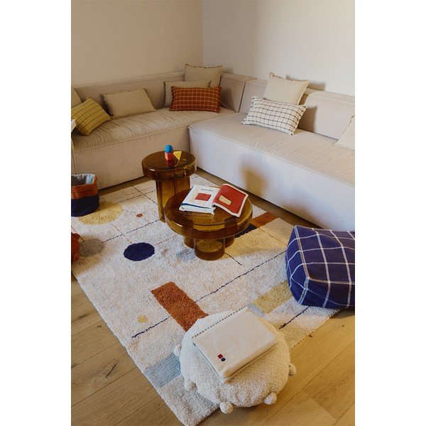 Tappeto beige in cotone lavabile/tessuto a mano 170x240 cm Geometrical Shapes – Lorena Canals-image-1