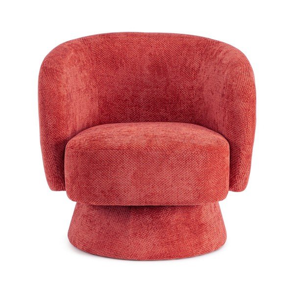 Poltrona rossa girevole con rivestimento in ciniglia Julienne – Bizzotto-image-2