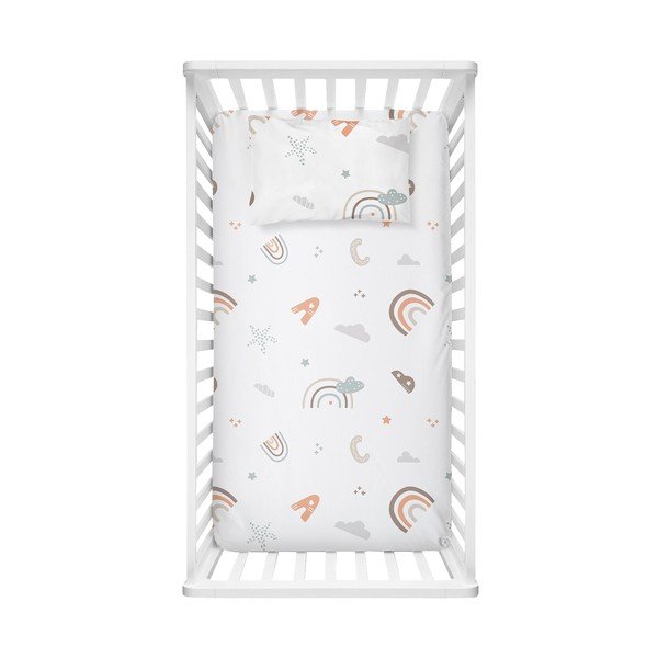 Set di lenzuolo e federa per bambini bianco in cotone renforcé per culla 100x150 cm Abc – Mijolnir