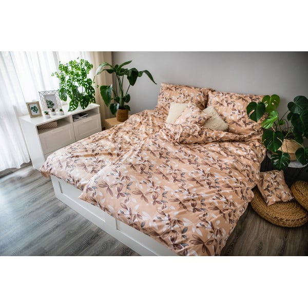 Biancheria da letto in cotone sateen marrone e beige , 140 x 200 cm Brenda - Cotton House