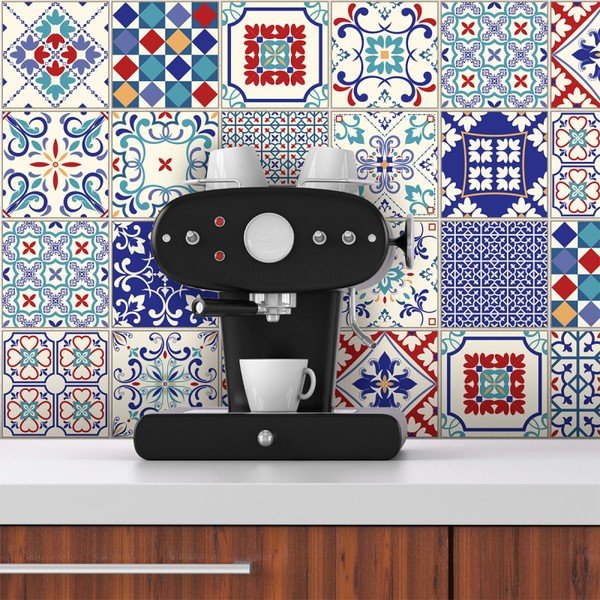 Set di 24 decalcomanie murali Piastrelle di cemento Azulejos Sofiana, 10 x 10 cm - Ambiance