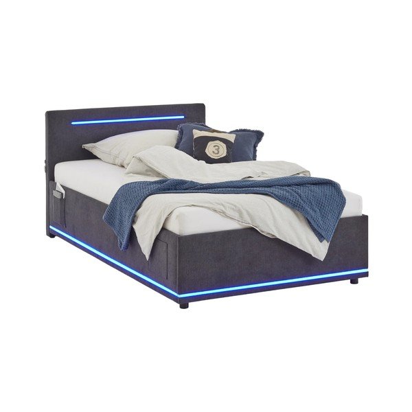 Letto da bambini grigio scuro imbottito con contenitore e rete inclusi 140x200 cm Circle – Meise Möbel-image-4