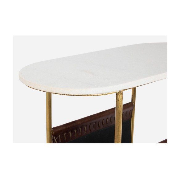 Tavolo consolle marrone/dorato con piano in marmo 23x53 cm Marmol – Bizzotto-image-4
