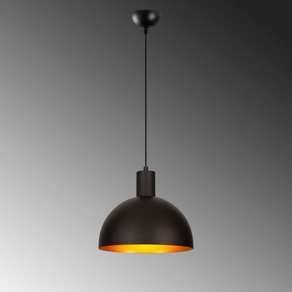 Lampadario nero/dorato con paralume in metallo ø 30 cm Bakh – Opviq lights-image-3