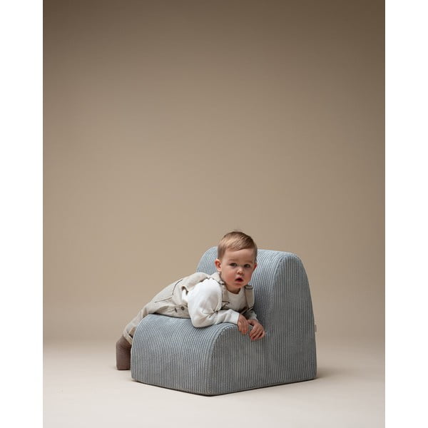 Poltrona per bambini color menta con rivestimento in velluto a coste Cloud – Wigiwama-image-3