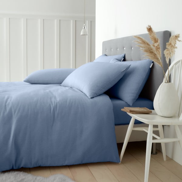 Set copripiumino e federa azzurro in flanella per letto matrimoniale e per letto esteso 230x220 cm Brushed – Catherine Lansfield