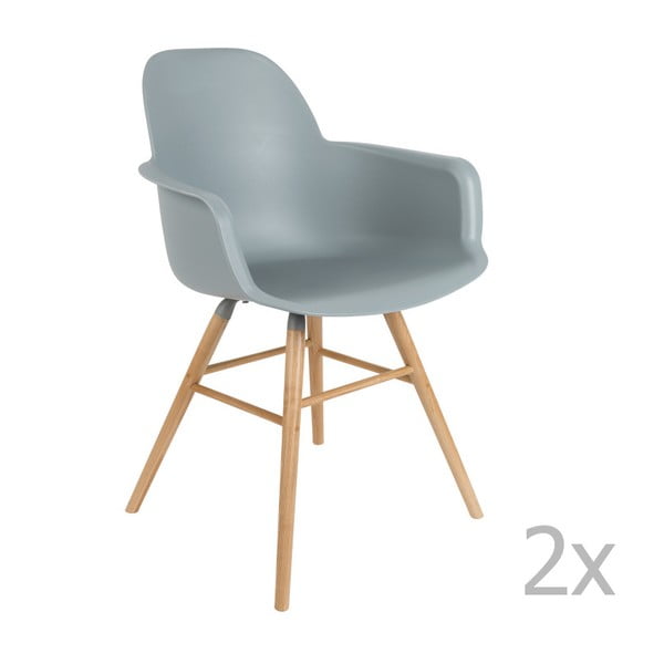 Set di 2 sedie grigio chiaro con braccioli Albert Kuip - Zuiver