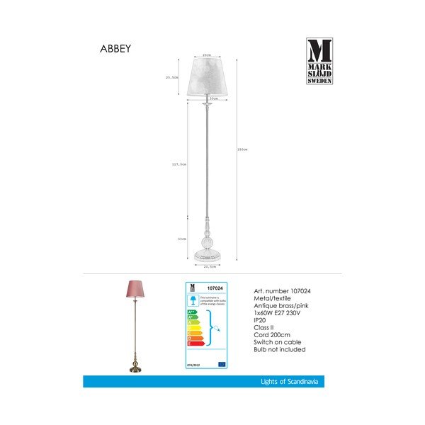 Lampada a stelo rosa Abbey - Markslöjd-image-2