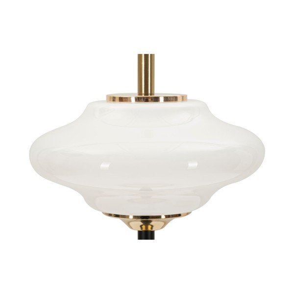 Lampada da tavolo bianca/nera con paralume in vetro (altezza totale 46 cm) Vintage – Mauro Ferretti-image-4