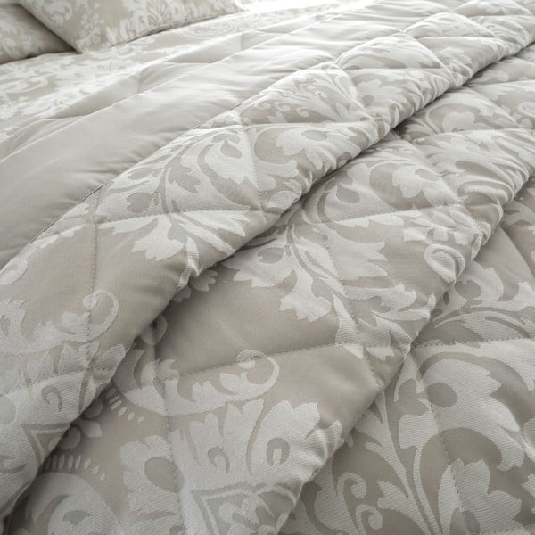 Copriletto beige per letto matrimoniale 230x220 cm Classic Damask - Catherine Lansfield-image-1