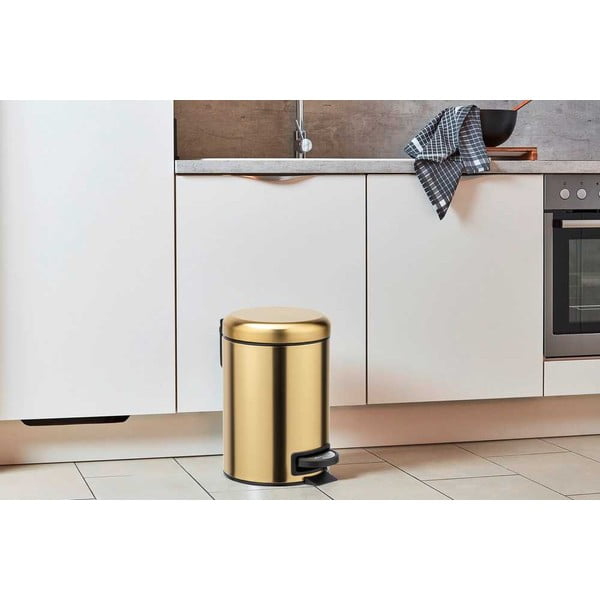 Bidone a pedale in acciaio inox oro 3 l Leman - Wenko-image-1