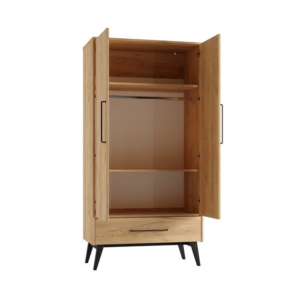 Armadio per bambini di colore naturale con effetto rovere 100x200 cm Retro – Pinio-image-3