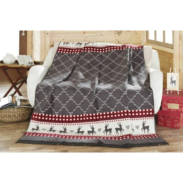 Coperta grigia a tema Natale 180x220 cm – Mila Home