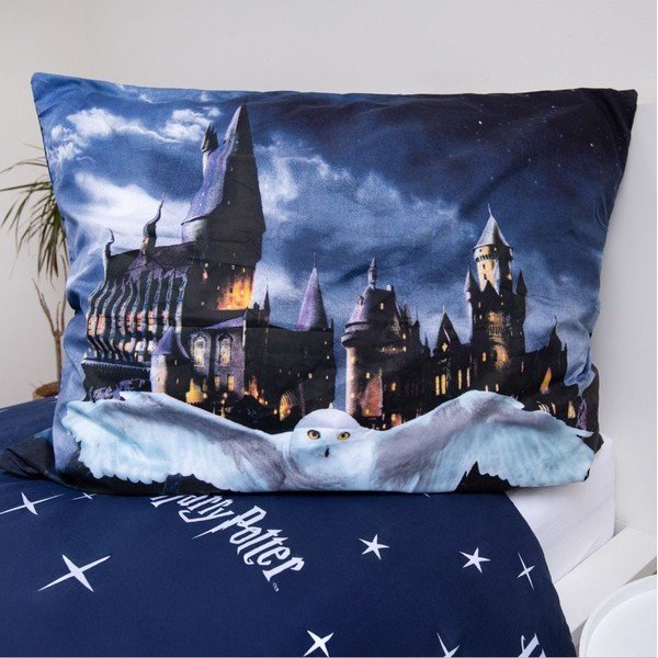 Set copripiumino e federa da bambini blu scuro/grigio in microfibra per letto singolo 140x200 cm Harry Potter "Hogwarts Night" – Jerry Fabrics-image-3