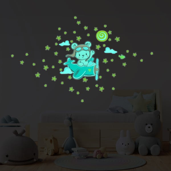 Adesivo murale per bambini 30x25 cm Pilot Bear - Ambiance-image-2