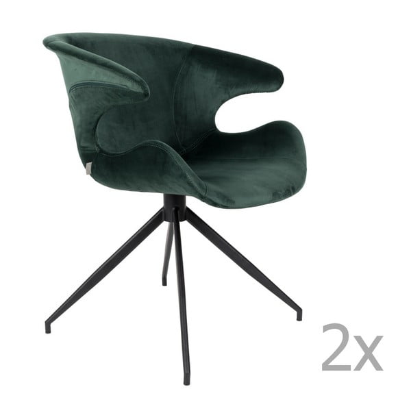 Set di 2 sedie verdi con braccioli Mia - Zuiver