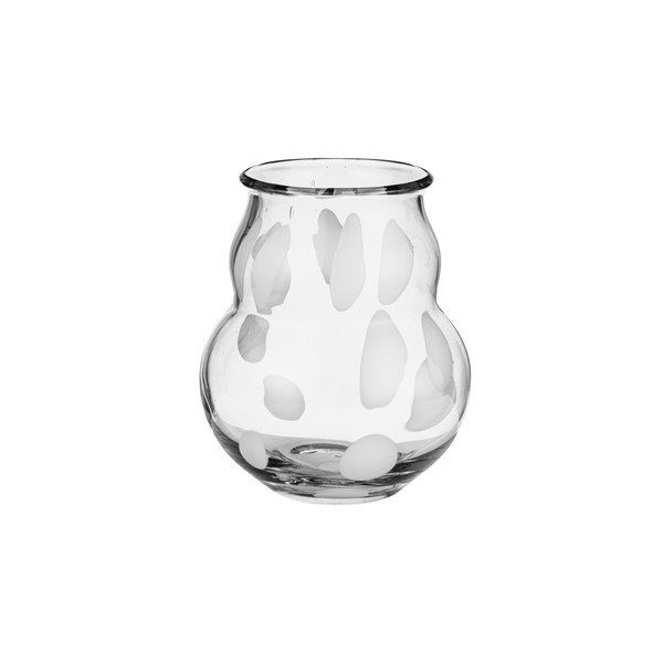Vaso bianco in vetro fatto a mano (altezza totale 22 cm) Dam – noo.ma