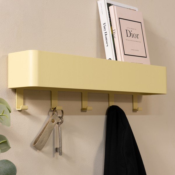 Attaccapanni da parete giallo chiaro in acciaio con scaffale 52 cm Dax Play – Spinder Design-image-4