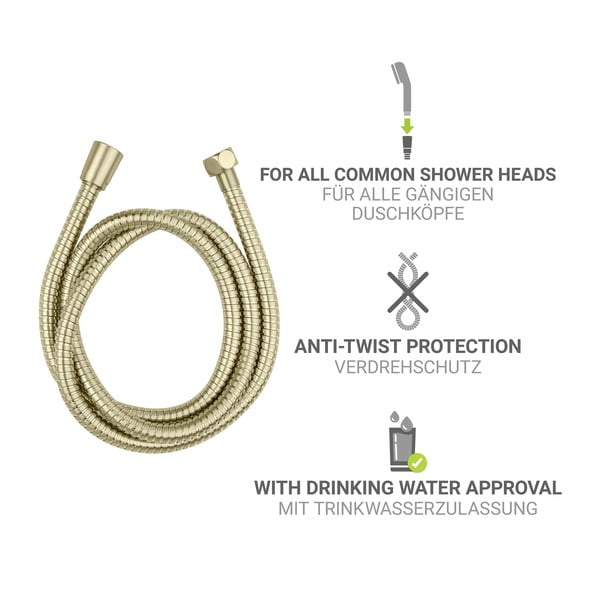 Tubo doccia oro opaco in acciaio inox 150 cm Brass – Wenko-image-3