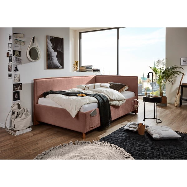 Letto da bambini con sponde rosa imbottito con contenitore con rete inclusa 140x200 cm Fun – Meise Möbel-image-1