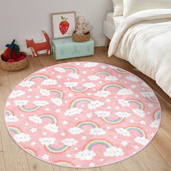 Tappeto rosa per bambini ø 120 cm Comfort - Mila Home-image-2