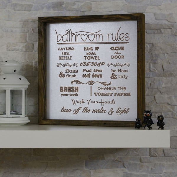 Cartello 34x34 cm Bathroom Rules - Evila Originals-image-1