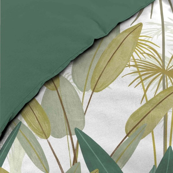 Set copripiumino e federa bianco/verde in cotone per letto matrimoniale ed esteso 240x220 cm Otika – douceur d'intérieur-image-3