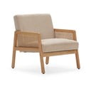 Poltrona con trama beige con rivestimento in velluto a coste Debra – Marckeric