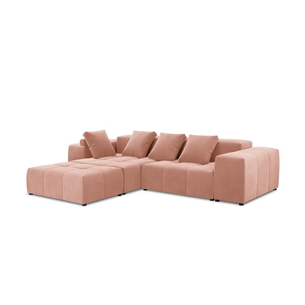 Divano angolare in velluto rosa (variabile) Rome Velvet - Cosmopolitan Design-image-2